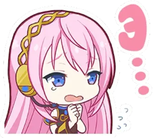 😶 Megurine Luka Anime, Vocaloid, Lindo, Kawaii, Chibi, Pelo rosa telegram sticker