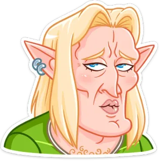😖 elfe, blond, cartoon, figur, lustig, ausdruck telegram sticker