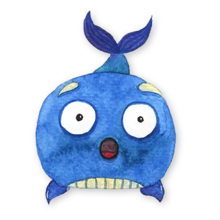😦 baleine, bleu, animal, mer, océan, dessin animé telegram sticker
