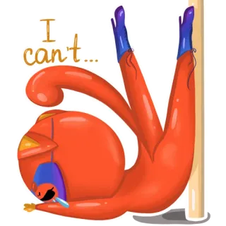 😢 I can't... sticker, lustig, Pole Dance, erschöpft, Cartoon, orange telegram sticker