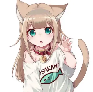 🧸 OSAKANA Anime, Ragazza gatto, Osakana, Kawaii, Carino, Neko, Pesce whatsapp sticker