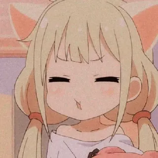 🤤 Anime, Carino, Ragazza, Orecchie da gatto, Arrossire, Cartone animato telegram sticker