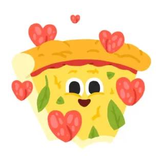 😍 Pizza, Makanan, Hati, Lucu, Kartun whatsapp sticker