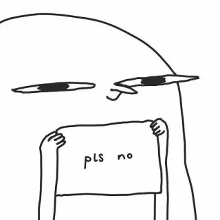 👎 pls no làm ơn đừng, hài hước, meme, hình vẽ, phác thảo telegram sticker