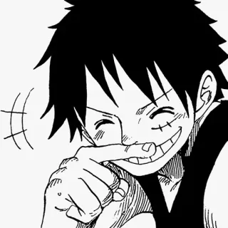 😂 Monkey D. Luffy One Piece luffy, one piece, anime, manga, cartoon, charakter, lächeln, zeigen telegram sticker