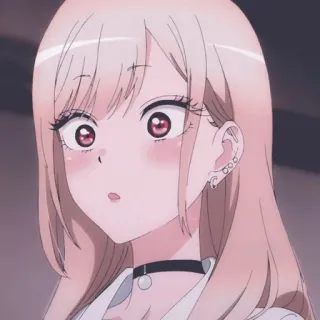 😳 Marin Kitagawa My Dress-Up Darling anime, girl, cute, blush, cosplay, earrings telegram sticker