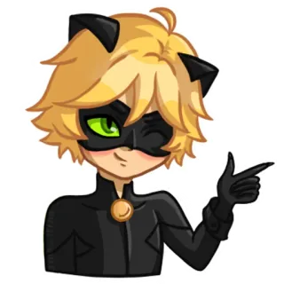 😉 Cat Noir Miraculous: Tales of Ladybug & Cat Noir Chat Noir, Miraculous Ladybug, Dessin animé, Animé, Sticker, Pointer telegram sticker