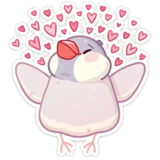 🥰 vogel, liefde, hartjes, schattig, dier, sticker, vogeltje, zebravink telegram sticker