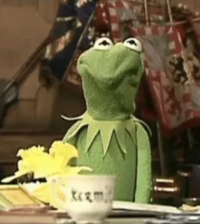 😐 Kermit カーミット, マペット, お茶, ミーム, カエル telegram sticker