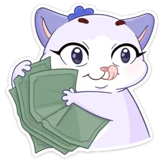 😋 chat, argent, autocollant, dessin animé, mignon, espèces, adorable whatsapp sticker