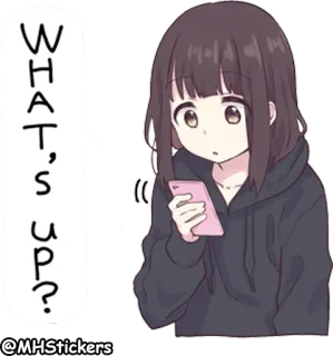 👀 WHAT'S up? Аниме девушка, Мобильный телефон, Как дела, Девушка, Милая telegram sticker