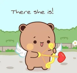 ❤️ There she is! ours, mignon, amour, saint-valentin, dessin animé, ailes, cupidon telegram sticker
