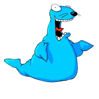 👏 seal, cartoon, animal, blue, mammal, funny telegram sticker