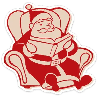 🎅 Santa Claus 圣诞老人, 圣诞节, 阅读, 椅子, 假日, 节日 telegram sticker