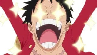 🤩 Monkey D. Luffy One Piece anime, hào hứng, hoạt hình, vui vẻ, lấp lánh whatsapp sticker