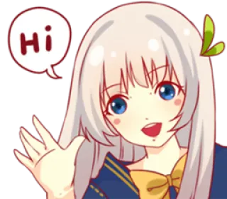 👋 Hi Gadis anime, Hai, Salam, Lucu, Kawaii telegram sticker