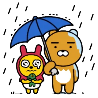 ☔ Kartun, Karakter, Payung, Lucu, Sedih, Hari hujan telegram sticker