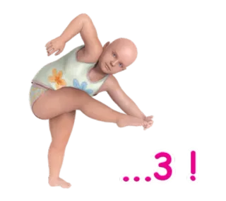 🏃 ...3! child, baby, swimsuit, dancing, countdown whatsapp sticker
