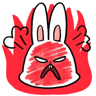 🤬 arrabbiato, coniglio, cartone animato, rosso, illustrazione, coniglietto, emotivo, furioso telegram sticker