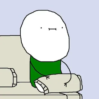 😶 cartoon, stick figure, sitting, couch, simple, white, relaxed whatsapp sticker