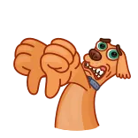 👎 cane, pollice verso il basso, non mi piace, cartone animato, animale whatsapp sticker