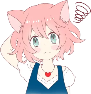 🤔 Anime, Ragazza gatto, Confuso, Cartone animato, Kawaii, Sticker telegram sticker