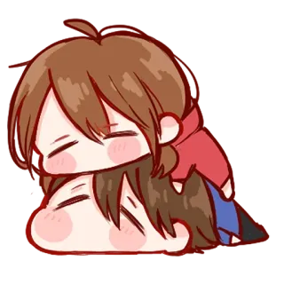 💞 cartoon, cute, hug, couple, cartoon character telegram sticker