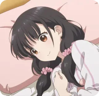 🙂 动漫, 女孩, 可爱, 微笑, 角色, 躺着 telegram sticker