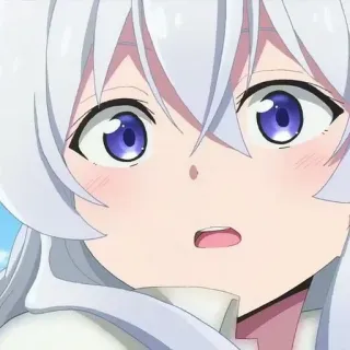 🍃 anime, girl, white hair, blue eyes, cartoon, character telegram sticker