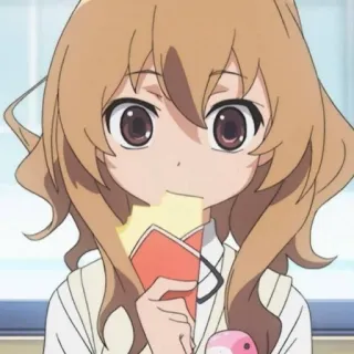 🤎 Taiga Aisaka Toradora! anime, eating, cute, girl, school uniform telegram sticker