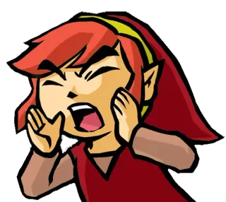 🗣 Link The Legend of Zelda videojuego, héroe, elfo, dibujos animados, gritando telegram sticker