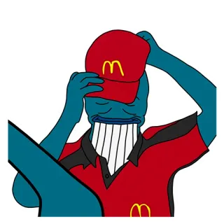 😭 McDonalds, сотрудник, работник, шапка, униформа whatsapp sticker