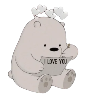🤍 Ice Bear We Bare Bears I LOVE YOU ours, amour, coeur, dessin animé, mignon, salutation telegram sticker