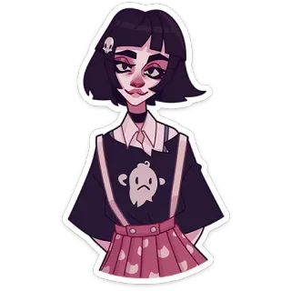 🫤 девушка, мультфильм, милый, стильный, призрак, череп, готика telegram sticker