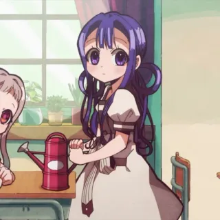 ✖ Anime, Garota, Regador, Escola, Cabelo roxo telegram sticker