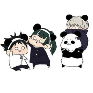 🙂 Anime, Chibi, Groupe, Mignon, Panda telegram sticker