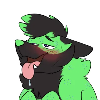 🥵 furry furry, anthropomorphic, green, flushed, tongue, drool, sticker telegram sticker