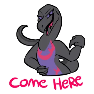 👇 Come Here snake, cartoon, reptile, invitation whatsapp sticker