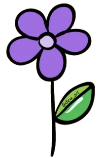 🌷 @dew_art 꽃, 보라색 꽃, 미술, 그림, 자연 telegram sticker