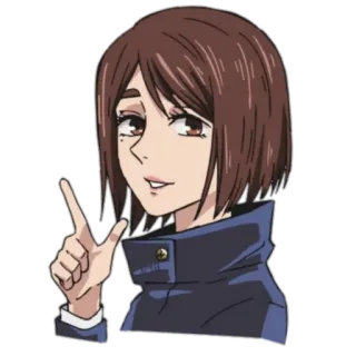 ➖ anime, personaje, paz, mujer, sonrisa, gesto whatsapp sticker