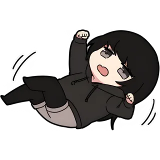 😤 จิบิ, น่ารัก, อนิเมะ, เสื้อฮู้ด, ตื่นเต้น telegram sticker