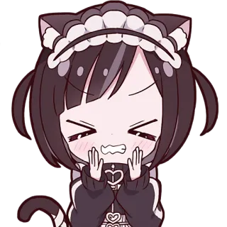 😆 Fille anime, Oreilles de chat, Mignon, Kawaii, Chibi, Tenue de soubrette telegram sticker