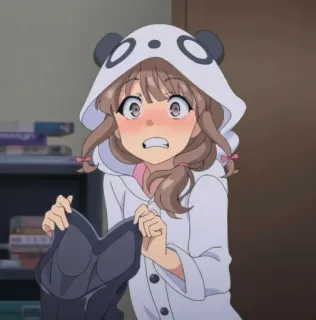 🪜 anime, gadis, malu, panda, hoodie, kartun, karakter whatsapp sticker