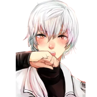 😳 Anime, Junge, Weißes Haar, Erröten, Süß, Charakter telegram sticker