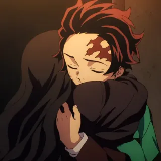 🏮 Tanjiro Kamado Demon Slayer Animé, Câlin, Fratrie, Famille, Demon Slayer whatsapp sticker