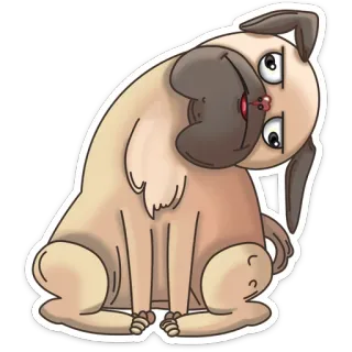 🙃 anjing, pug, hewan, peliharaan, imut, kartun telegram sticker