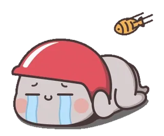 😣 sticker, personagem, chorando, bomba, capacete telegram sticker