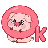 👌 K pig, animal, cute, letter K, pink, cartoon telegram sticker