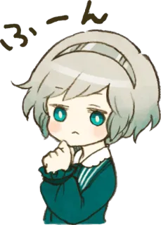 🤔 ふ〜ん Аниме, Манга, Дуется, Милый, Персонаж, Иллюстрация telegram sticker