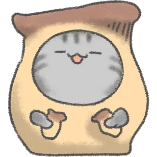 ☺️ kat, schattig, dier, cartoon, sticker, paddenstoel whatsapp sticker
